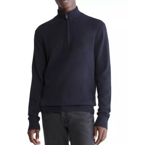 Calvin Klein Ribbed-Trim Quarter-Zip Pullover Sweater